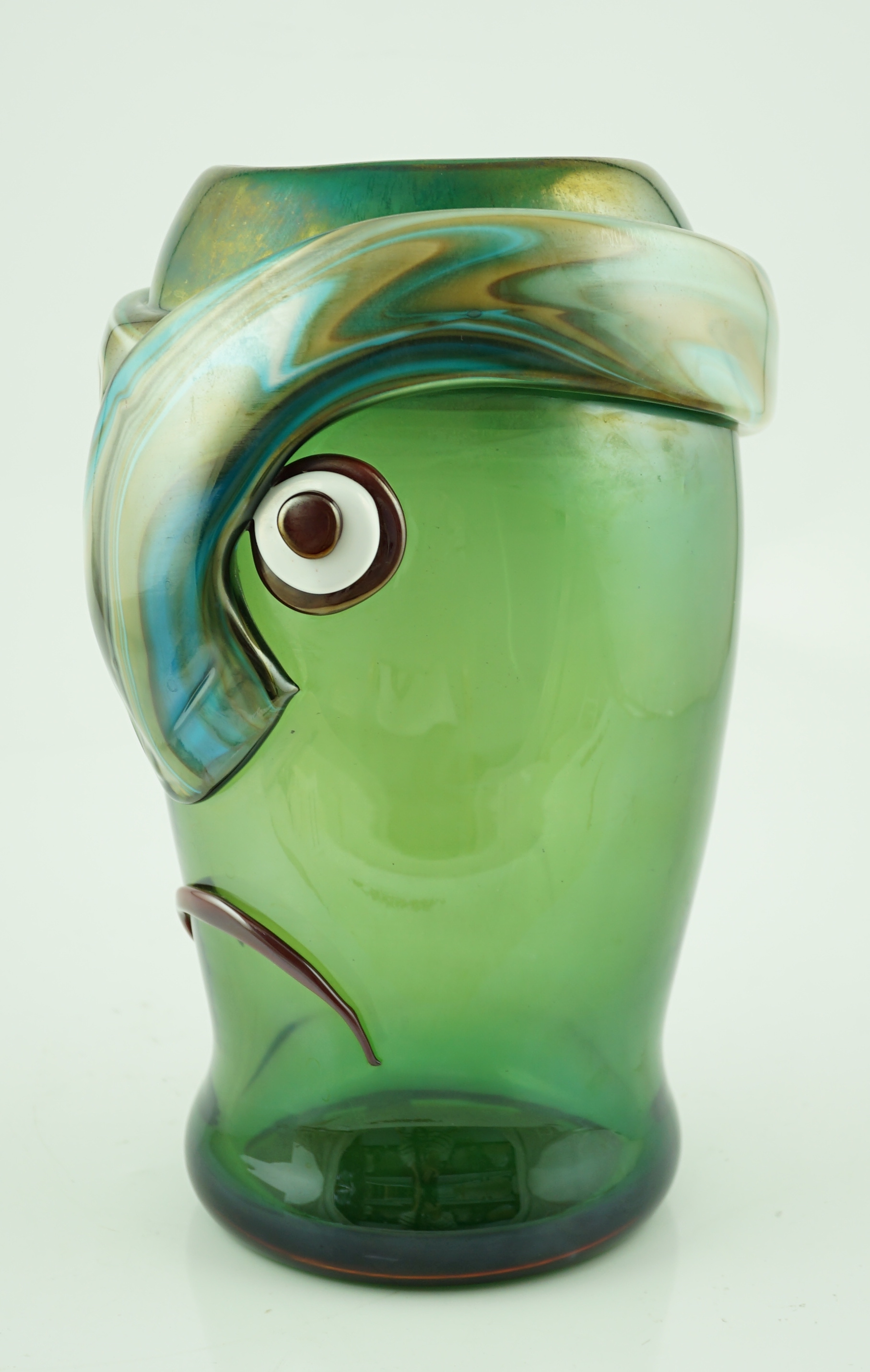 Oscar Zanetti (1961-), a Murano green ground glass Cubist style head of a man